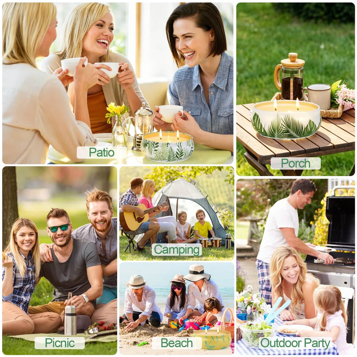 Citronella Kerze Outdoor Groß,260h Brenndauer Citronella Kerze Natürliche Sojawachs Zitronella Kerze mit 2 Docht Citronella Duft Kerze für Outdoor Garten, Terrasse & Picknick,4x6oz