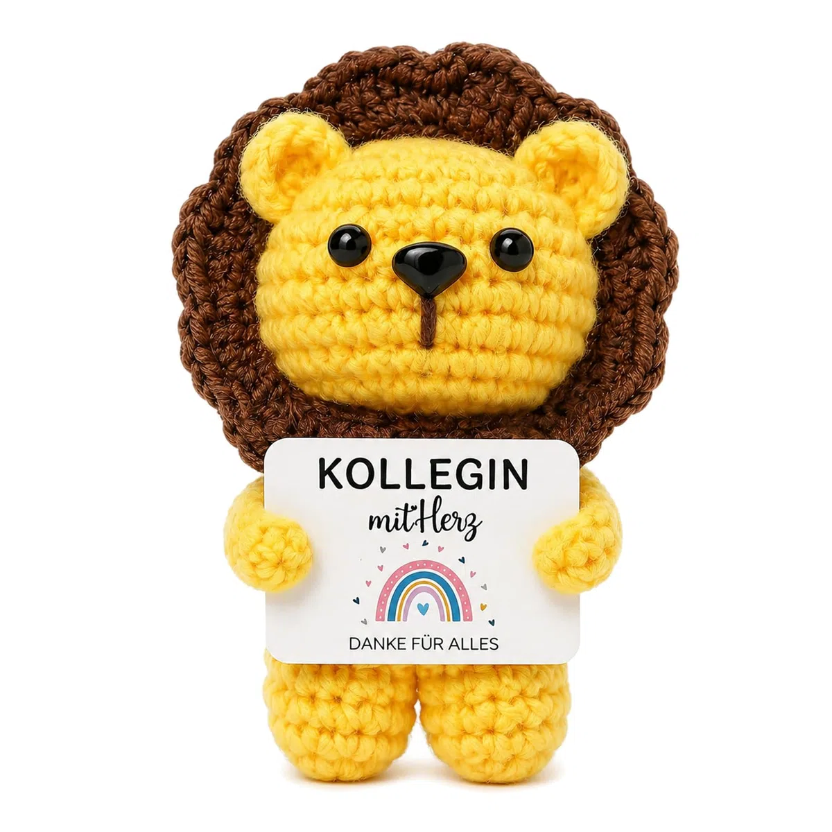 MOAZIFI Abschiedsgeschenk Kollegin, Gehäkelter Löwe mit Karte, Abschied Kollegin, Pocket Hug Glücksbringer, Danke Geschenk für Kollegin Neuer Job Ruhestand
