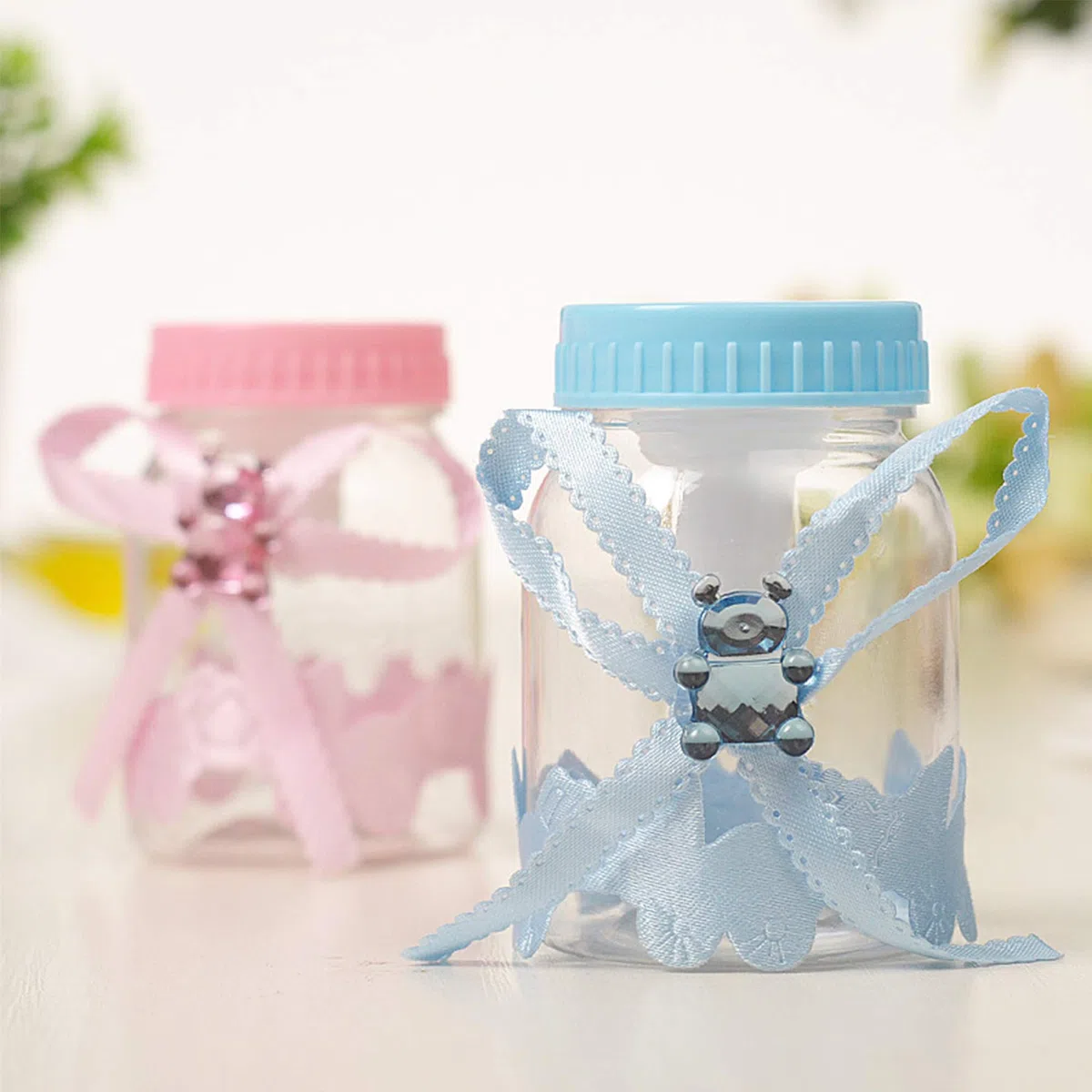 24 Stück Flaschen Geschenk Box - Gastgeschenke Baby Shower Taufe - Candy Flasche Schnuller Milchflasche