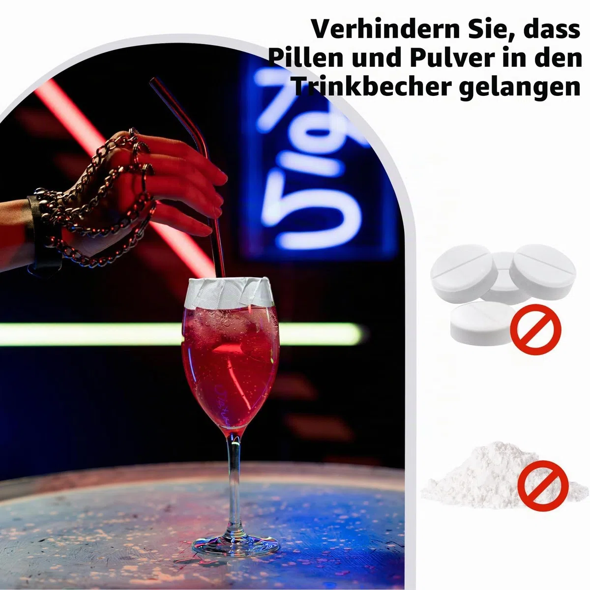 Getränkeabdeckungen für Alkoholschutz, 10 cm Becherabdeckungen für Frauen, Trinksicherheit, Klebefolie, Weinglasabdeckung, Aufkleber, Getränkeschutz für Bar, Party, Picknick (100 Pieces)