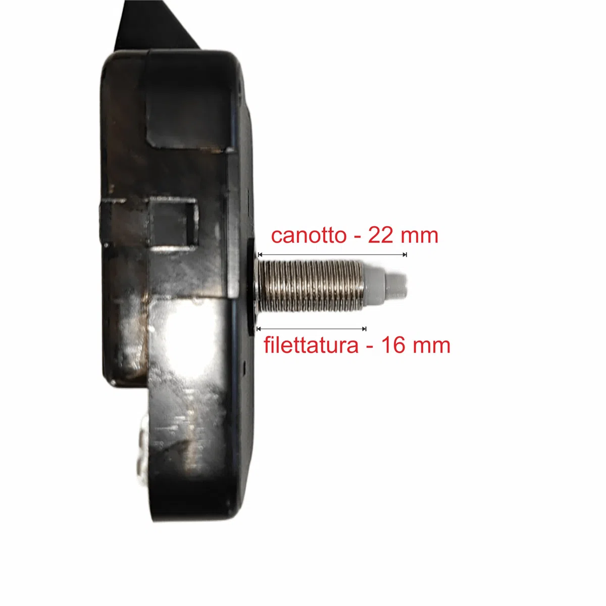 Clock-it preisgünstiges Uhrwerk mit Haken, geräuschlos, stufenlose Drehung, 2 Set Zeiger, Stütze H 22 mm / Gewinde 16 mm. Fachhändler