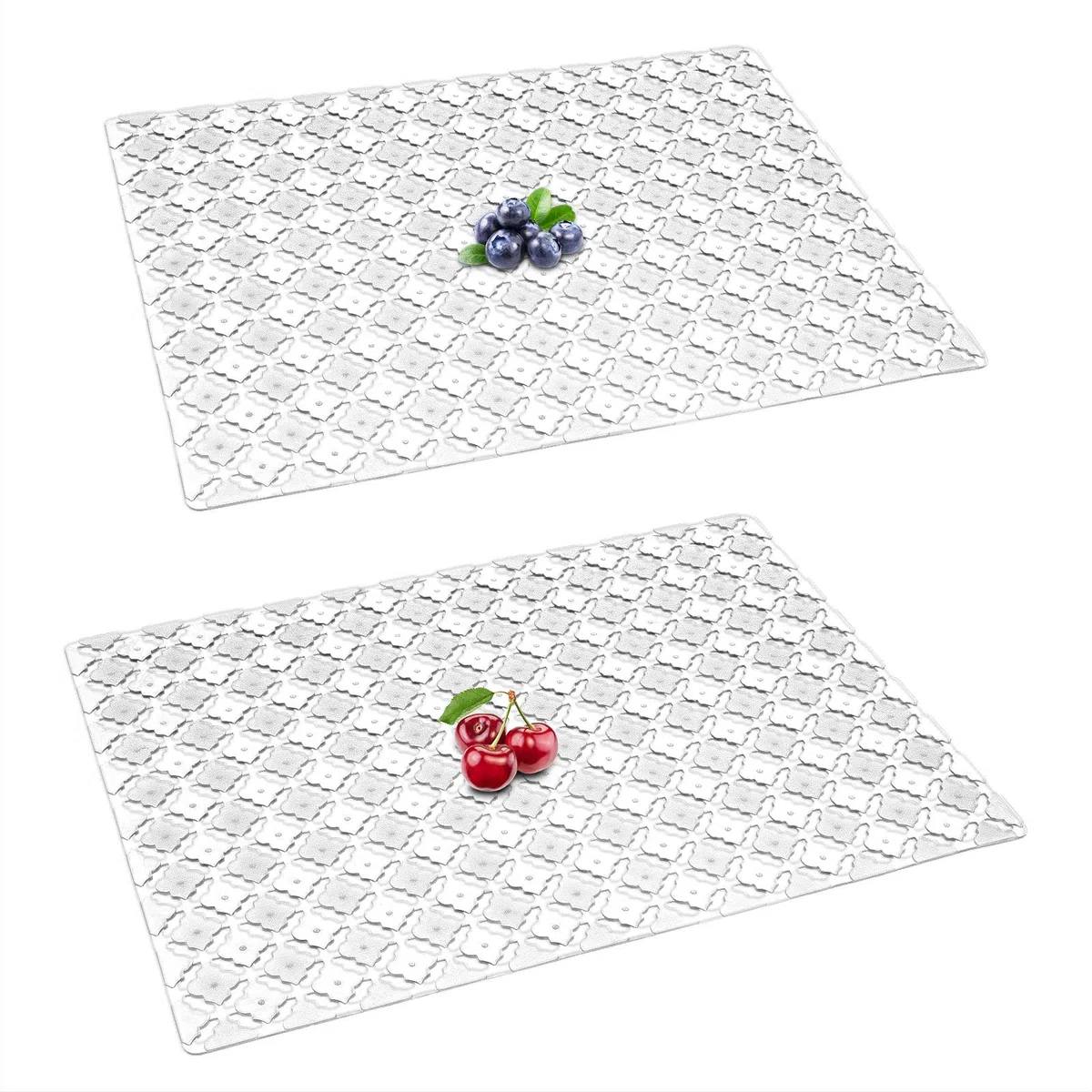 Top-spring Spülbeckenmatte, 2-teilig Küchenspülen-Schutzmatte für Keramik-/Edelstahl-Spülen, zuschneidbare Abtropfmatte 30 x 40 cm (Transparent)