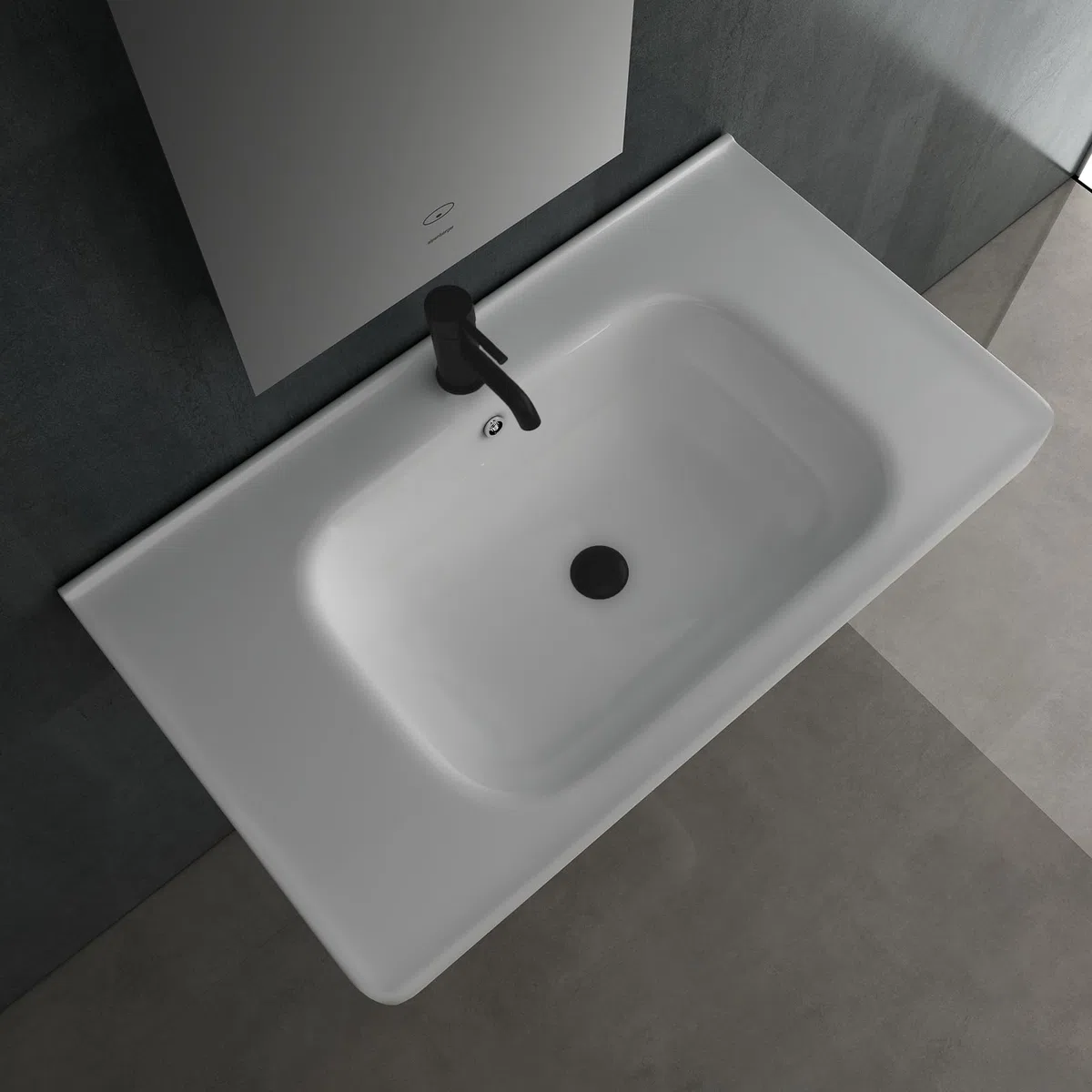 Alpenberger Waschbecken 80 cm Breit | Gäste WC & Badezimmer | Waschtisch Eckig | Hängewaschbecken Wandmontage | Handwaschbecken Made in Europa | Bathroom Sink für Moderne Waschplätze
