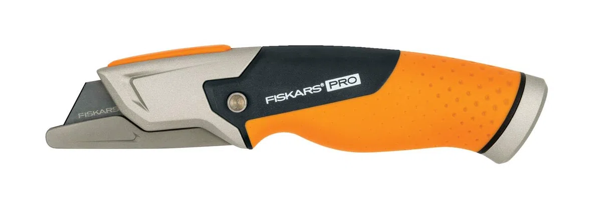 Fiskars Universalmesser mit feststehender Klinge, Länge 18,2 cm, Rostfreier Stahl/Kunststoff, Schwarz/Orange, CarbonMax, 1027222