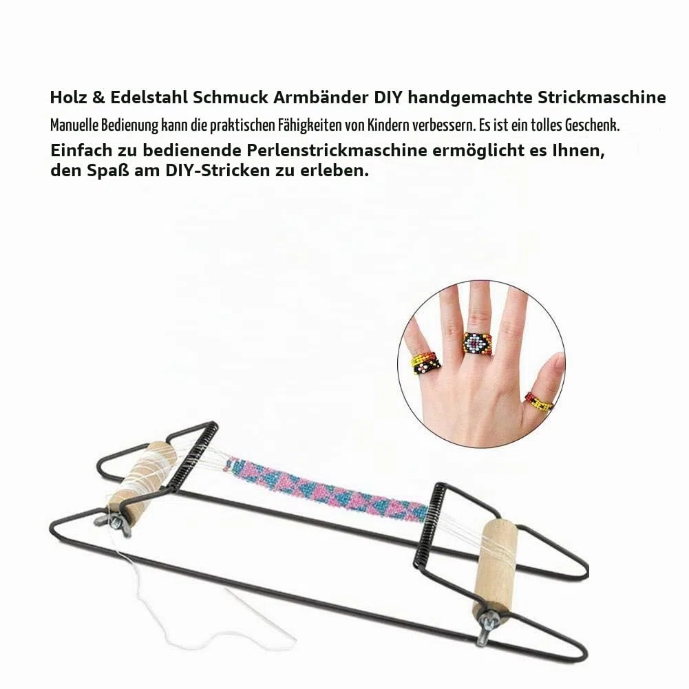 Perlen-Webstuhl, aus Holz und Edelstahl, robust und leicht, zum Weben von Armbändern, Halsketten