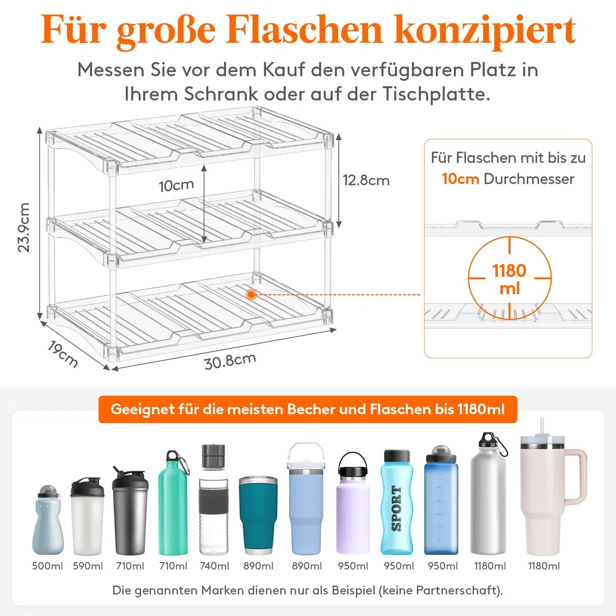 Lifewit Stapelbarer Flaschenorganizer aus Kunststoff für Zuhause, Tumbler- und Becherhalter, Transparenter Flaschenständer für Wein, für Arbeitsplatte und Schrank, 3-stufig, Platz für 9 Flaschen