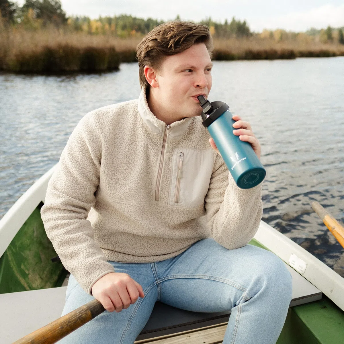 Sparrow Trinkflasche Edelstahl 1.2L - Weiter Öffnung SwivelSip Thermosflasche mit Strohhalm - BPA-frei, Auslaufsicher Trinkflaschen - Ergonomisch Thermoskanne für Sport, Reisen, Outdoor