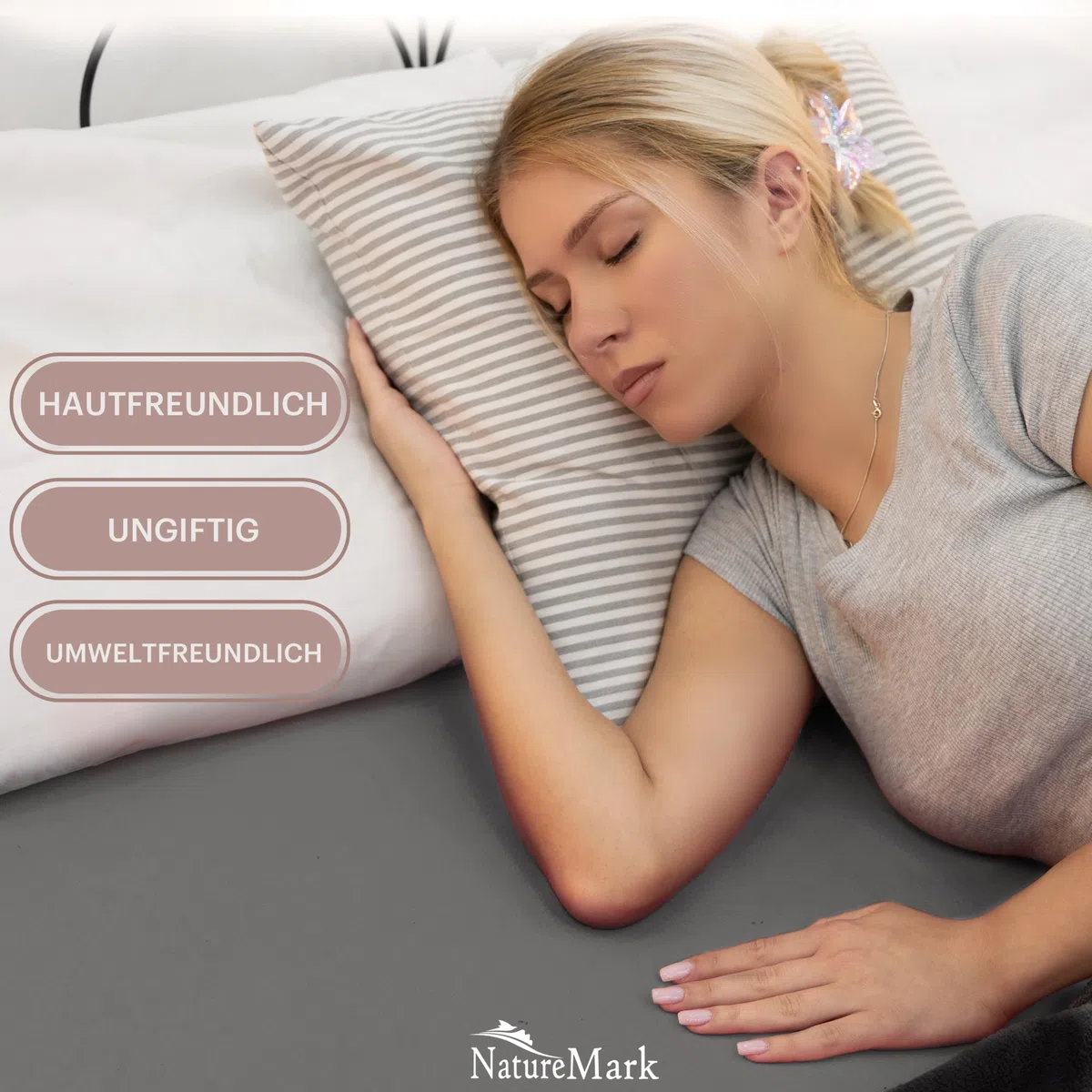 NatureMark Basic Boxspringbett & Wasserbett Spannbettlaken 200 x 220 cm - 40 cm Steghöhe - 200x220cm Spannbetttuch - 100% Baumwolle, Anthrazit/Dunkel grau
